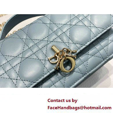 Miss Dior Mini Bag in Cannage Lambskin Cloud Blue with Removable jewel chain 2024