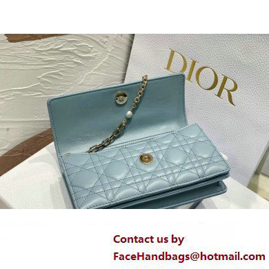 Miss Dior Mini Bag in Cannage Lambskin Cloud Blue with Removable jewel chain 2024