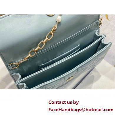 Miss Dior Mini Bag in Cannage Lambskin Cloud Blue with Removable jewel chain 2024