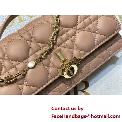 Miss Dior Mini Bag in Cannage Lambskin Dusty Pink with Removable jewel chain 2024