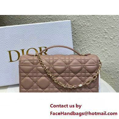 Miss Dior Mini Bag in Cannage Lambskin Dusty Pink with Removable jewel chain 2024