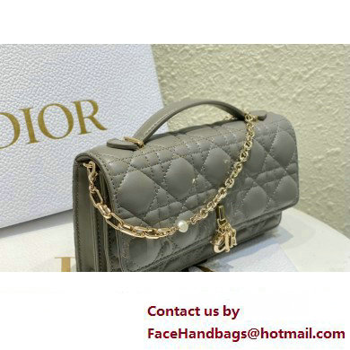 Miss Dior Mini Bag in Cannage Lambskin Gray with Removable jewel chain 2024