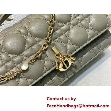 Miss Dior Mini Bag in Cannage Lambskin Gray with Removable jewel chain 2024