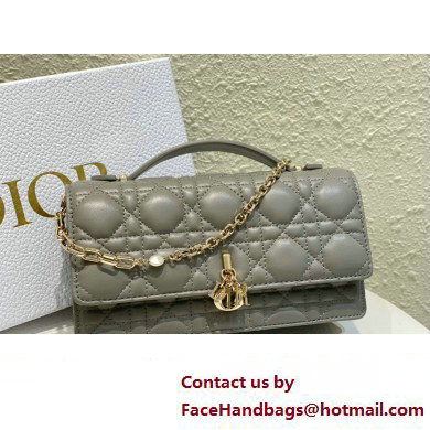 Miss Dior Mini Bag in Cannage Lambskin Gray with Removable jewel chain 2024