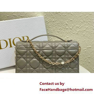 Miss Dior Mini Bag in Cannage Lambskin Gray with Removable jewel chain 2024