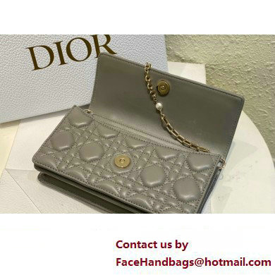 Miss Dior Mini Bag in Cannage Lambskin Gray with Removable jewel chain 2024