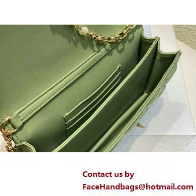 Miss Dior Mini Bag in Cannage Lambskin Green with Removable jewel chain 2024