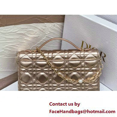 Miss Dior Mini Bag in Cannage Lambskin Iridescent Metallic Gold-Tone with Removable jewel chain 2024