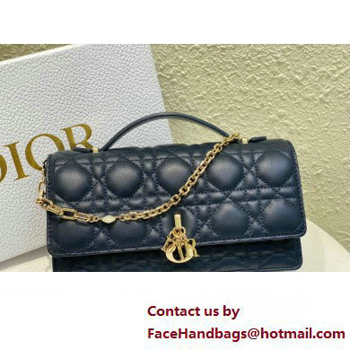 Miss Dior Mini Bag in Cannage Lambskin Navy Blue with Removable jewel chain 2024