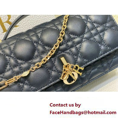 Miss Dior Mini Bag in Cannage Lambskin Navy Blue with Removable jewel chain 2024