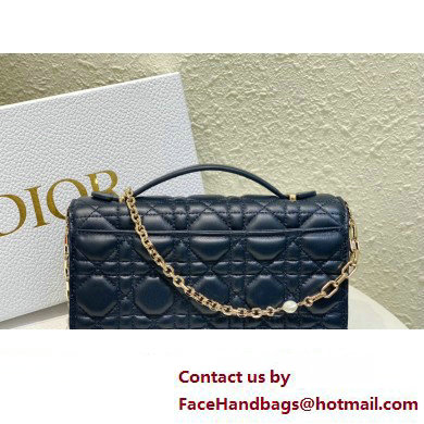 Miss Dior Mini Bag in Cannage Lambskin Navy Blue with Removable jewel chain 2024