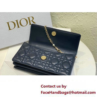 Miss Dior Mini Bag in Cannage Lambskin Navy Blue with Removable jewel chain 2024