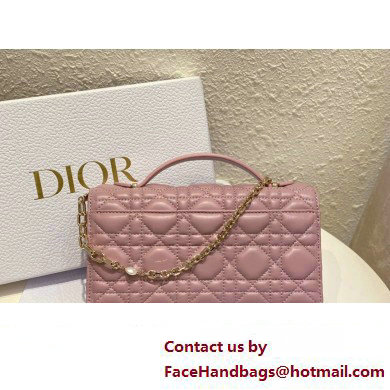 Miss Dior Mini Bag in Cannage Lambskin Pink with Removable jewel chain 2024 - Click Image to Close