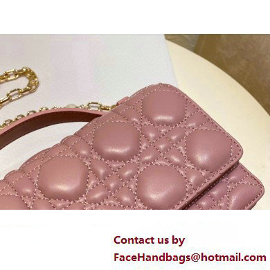 Miss Dior Mini Bag in Cannage Lambskin Pink with Removable jewel chain 2024