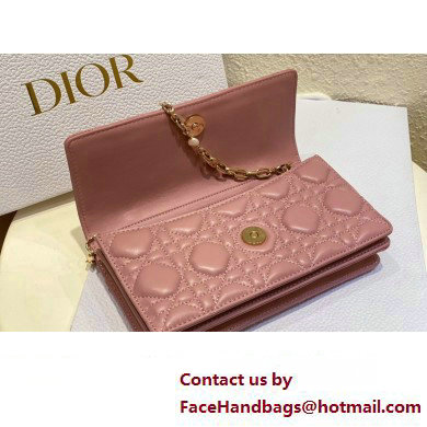 Miss Dior Mini Bag in Cannage Lambskin Pink with Removable jewel chain 2024