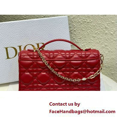 Miss Dior Mini Bag in Cannage Lambskin Red with Removable jewel chain 2024