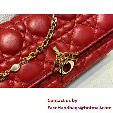 Miss Dior Mini Bag in Cannage Lambskin Red with Removable jewel chain 2024