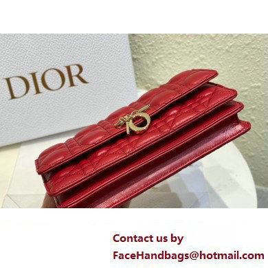 Miss Dior Mini Bag in Cannage Lambskin Red with Removable jewel chain 2024