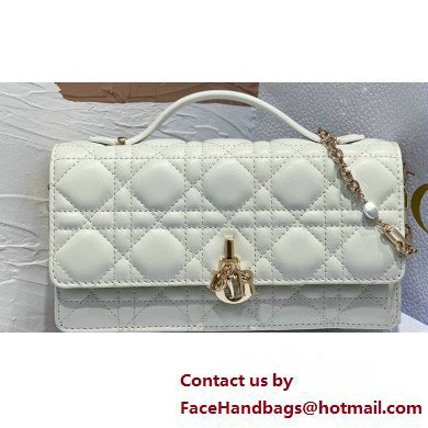 Miss Dior Mini Bag in Cannage Lambskin White with Removable jewel chain 2024