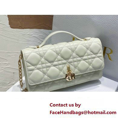 Miss Dior Mini Bag in Cannage Lambskin White with Removable jewel chain 2024