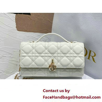 Miss Dior Mini Bag in Cannage Lambskin White with Removable jewel chain 2024