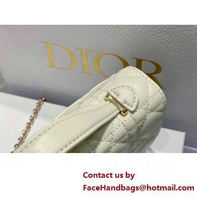 Miss Dior Mini Bag in Cannage Lambskin White with Removable jewel chain 2024