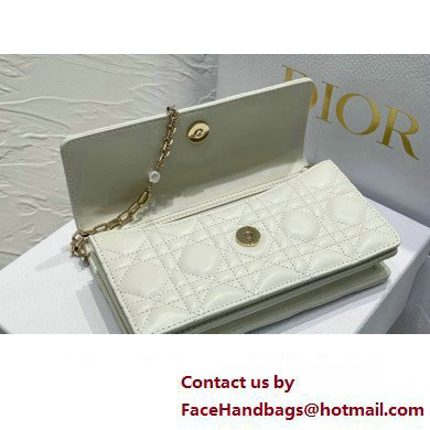 Miss Dior Mini Bag in Cannage Lambskin White with Removable jewel chain 2024