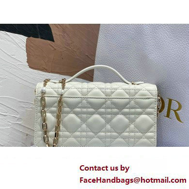 Miss Dior Mini Bag in Cannage Lambskin White with Removable jewel chain 2024