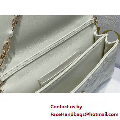 Miss Dior Mini Bag in Cannage Lambskin White with Removable jewel chain 2024