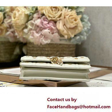 Miss Dior Mini Bag in White Cannage Lambskin with Gold-Finish Butterfly Studs 2024