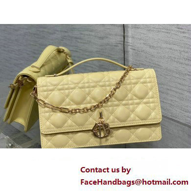 Miss Dior Top Handle Bag in Pastel Yellow Cannage Lambskin 2023