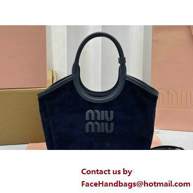 Miu Miu IVY Corduroy Small Tote bag 5BA284 Blue