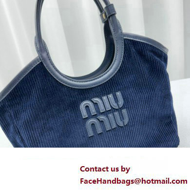 Miu Miu IVY Corduroy Small Tote bag 5BA284 Blue