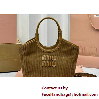 Miu Miu IVY Corduroy Small Tote bag 5BA284 Brown