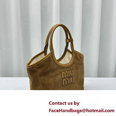 Miu Miu IVY Corduroy Small Tote bag 5BA284 Brown