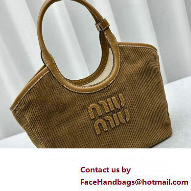 Miu Miu IVY Corduroy Small Tote bag 5BA284 Brown