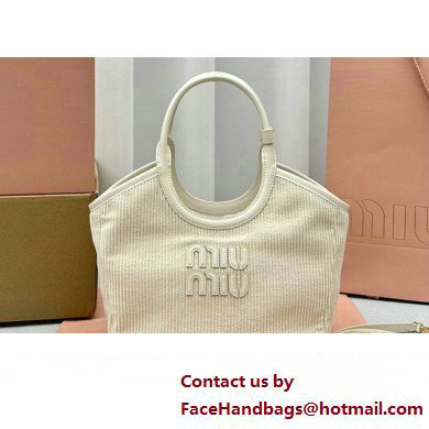 Miu Miu IVY Corduroy Small Tote bag 5BA284 White