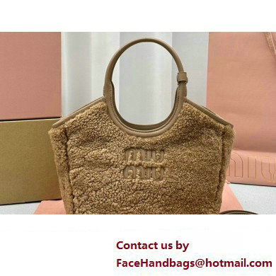 Miu Miu IVY Shearling Small Tote bag 5BA284 Brown