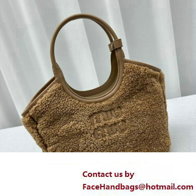 Miu Miu IVY Shearling Small Tote bag 5BA284 Brown