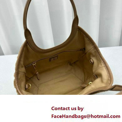 Miu Miu IVY Shearling Small Tote bag 5BA284 Brown