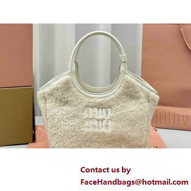 Miu Miu IVY Shearling Small Tote bag 5BA284 White