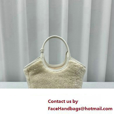 Miu Miu IVY Shearling Small Tote bag 5BA284 White