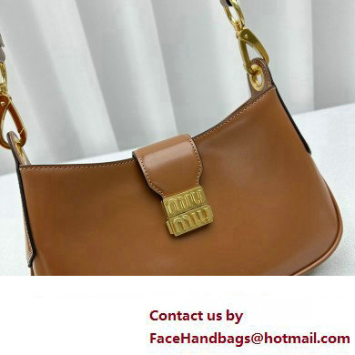 Miu Miu Leather Hobo bag 5BC151 Brown 2023