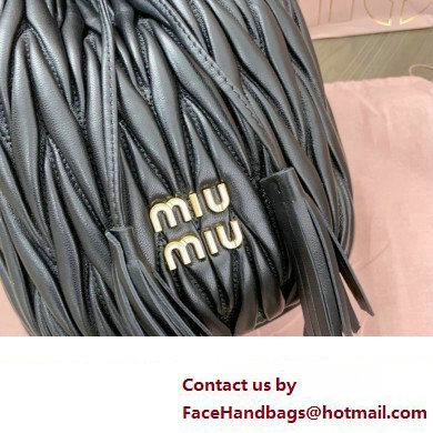 Miu Miu Matelasse nappa leather Bucket Bag 5BE084 Black