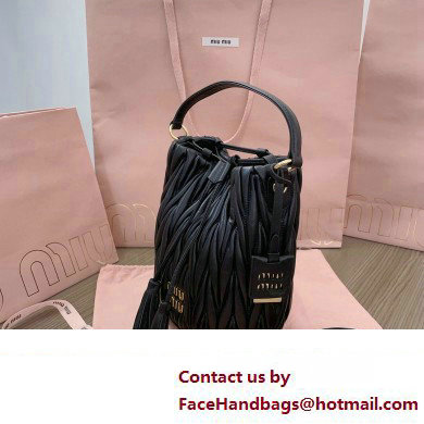 Miu Miu Matelasse nappa leather Bucket Bag 5BE084 Black