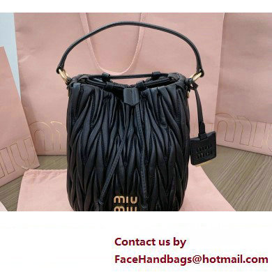 Miu Miu Matelasse nappa leather Bucket Bag 5BE084 Black