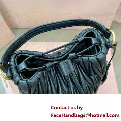 Miu Miu Matelasse nappa leather Bucket Bag 5BE084 Black