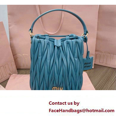 Miu Miu Matelasse nappa leather Bucket Bag 5BE084 Blue