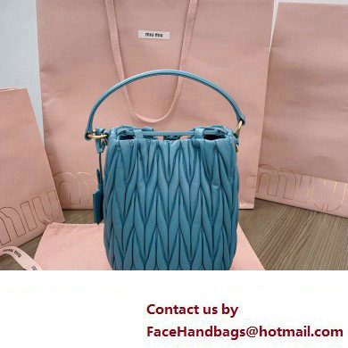 Miu Miu Matelasse nappa leather Bucket Bag 5BE084 Blue