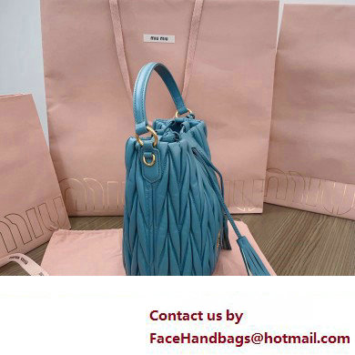 Miu Miu Matelasse nappa leather Bucket Bag 5BE084 Blue